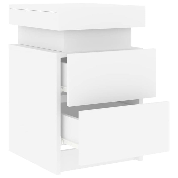 sengebord med LED-lys 35x39x55 cm hvid