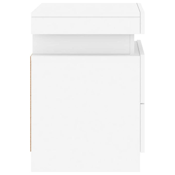 sengebord med LED-lys 35x39x55 cm hvid