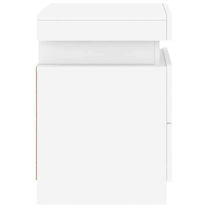 sengeborde 2 stk. med LED-lys 35x39x55 cm hvid