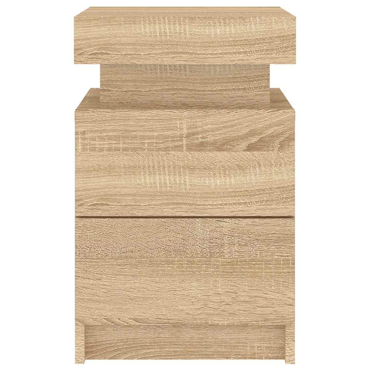 sengebord med LED-lys 35x39x55 cm sonoma-eg