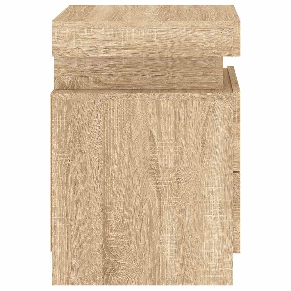 sengebord med LED-lys 35x39x55 cm sonoma-eg