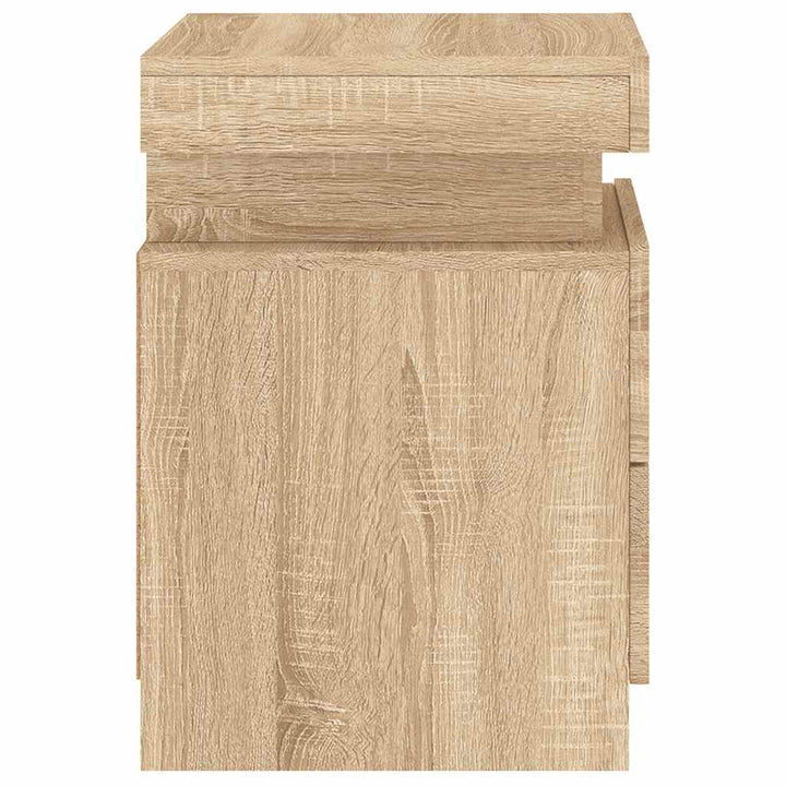sengebord med LED-lys 35x39x55 cm sonoma-eg