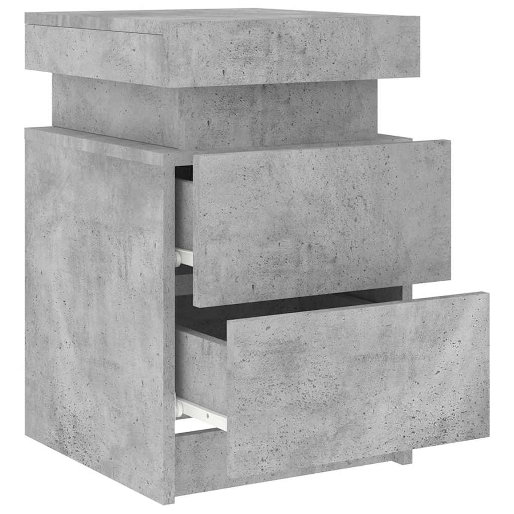 sengebord med LED-lys 35x39x55 cm betongrå