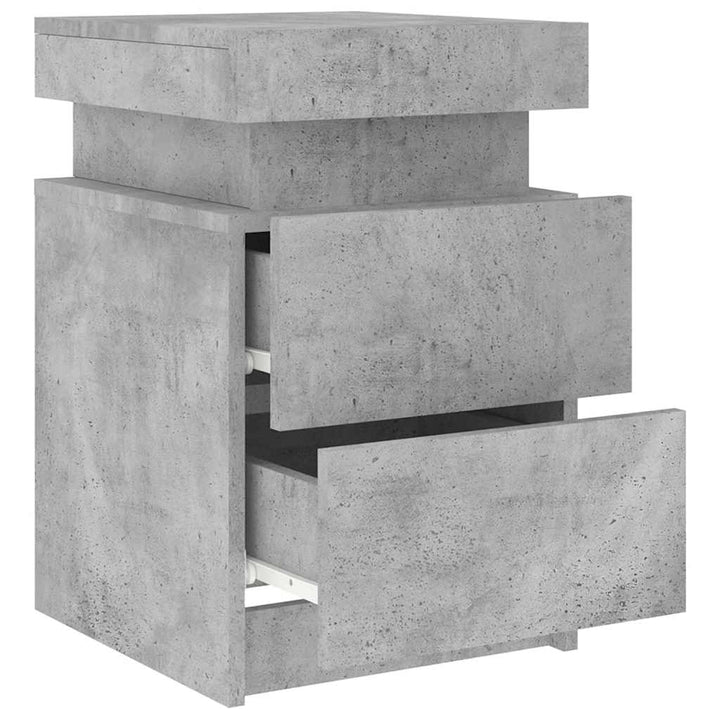 sengebord med LED-lys 35x39x55 cm betongrå