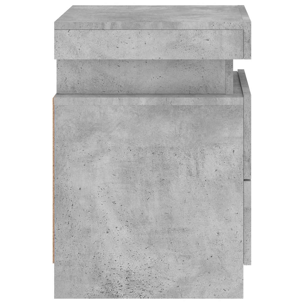 sengebord med LED-lys 35x39x55 cm betongrå