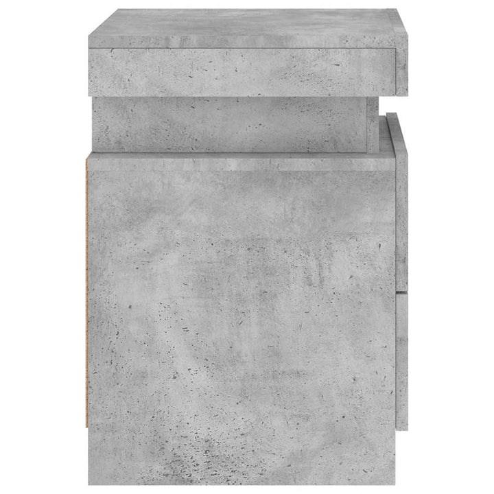 sengebord med LED-lys 35x39x55 cm betongrå