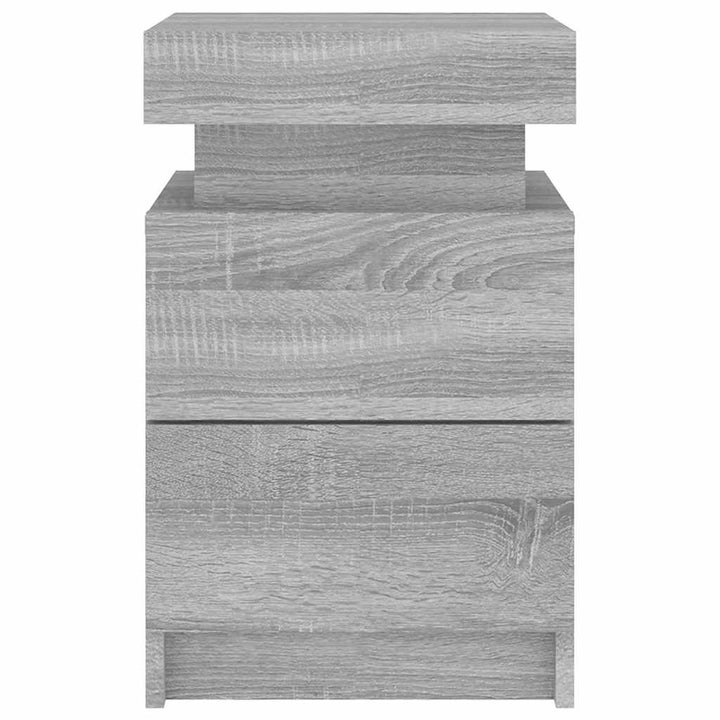 sengebord med LED-lys 35x39x55 cm grå sonoma-eg