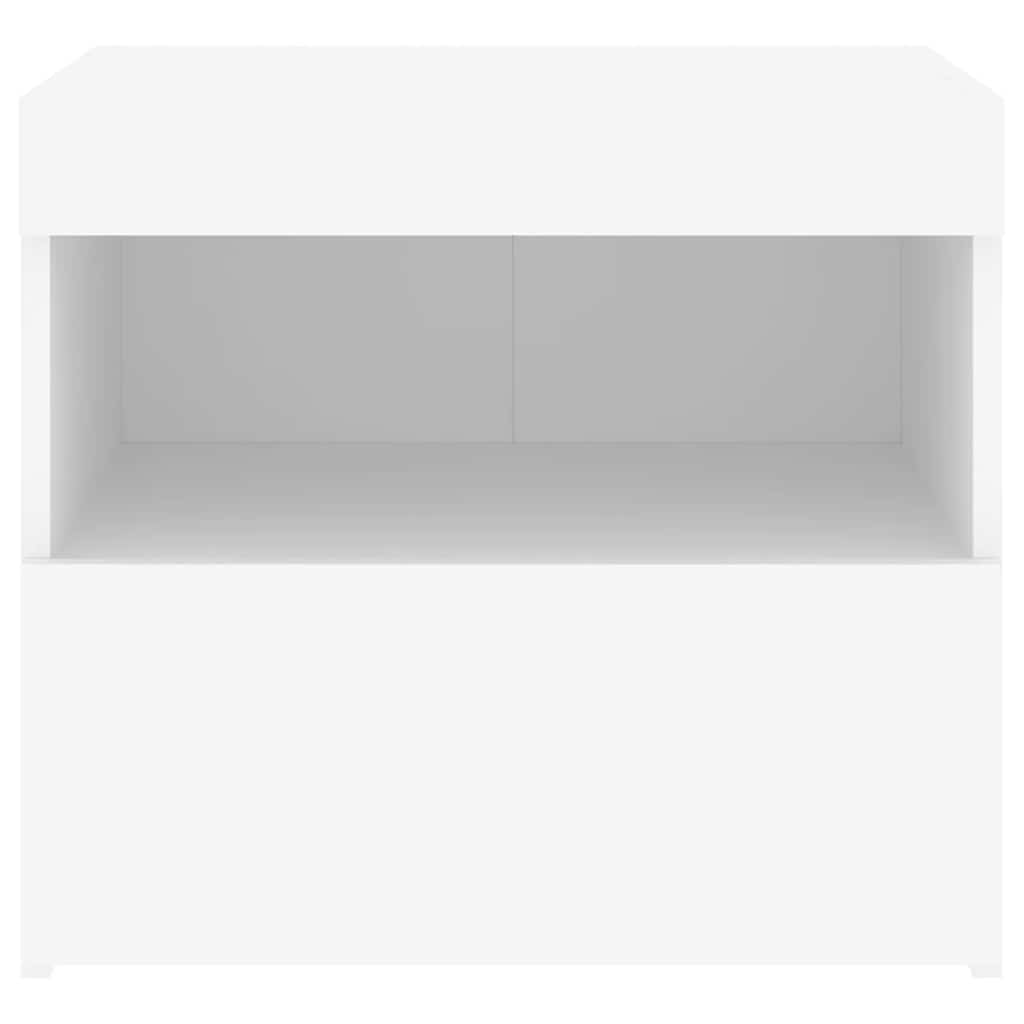 sengebord med LED-lys 50x40x45 cm hvid