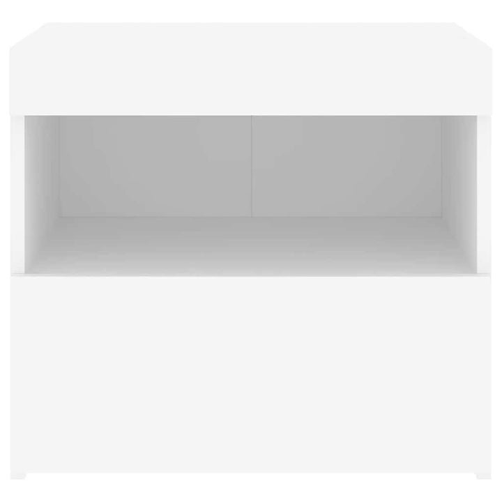 sengebord med LED-lys 50x40x45 cm hvid