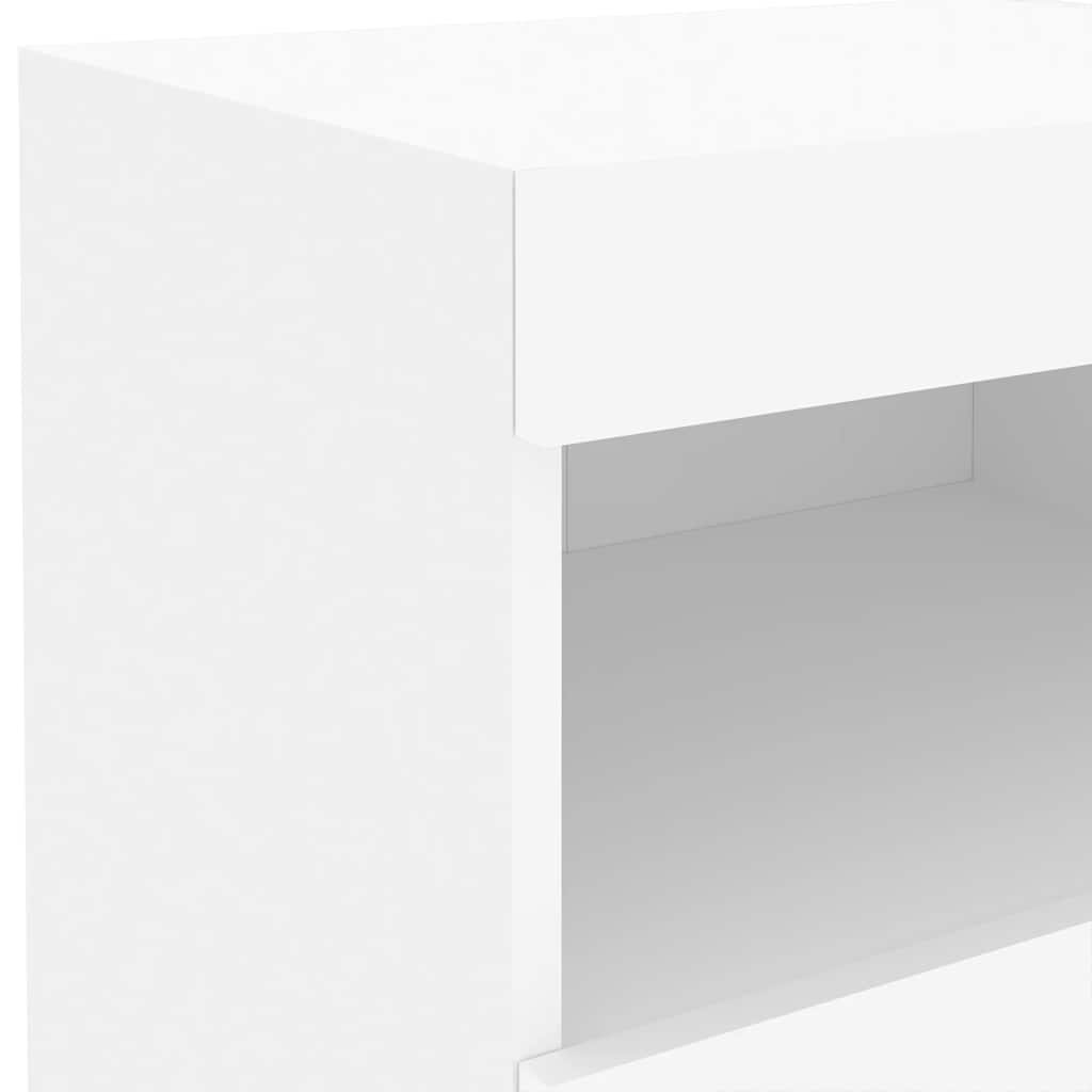 sengebord med LED-lys 50x40x45 cm hvid