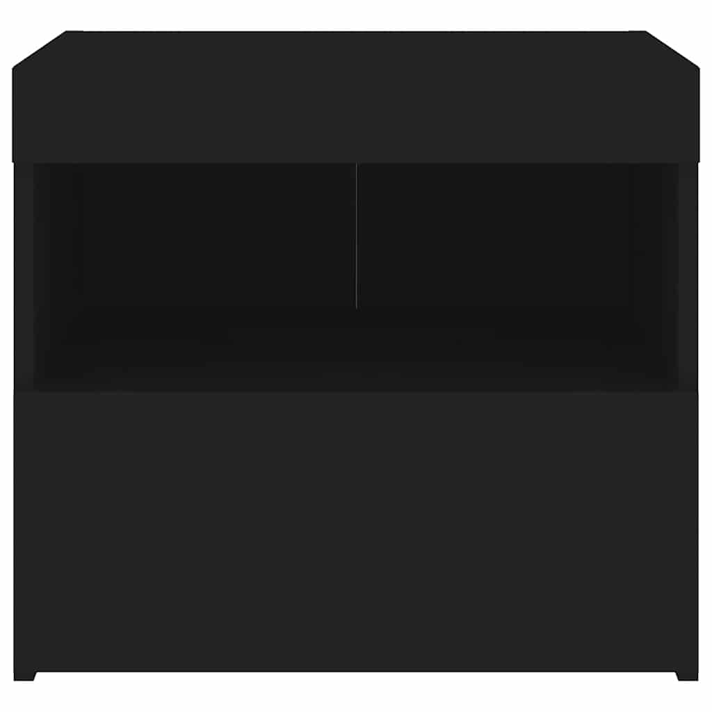 sengebord med LED-lys 50x40x45 cm sort