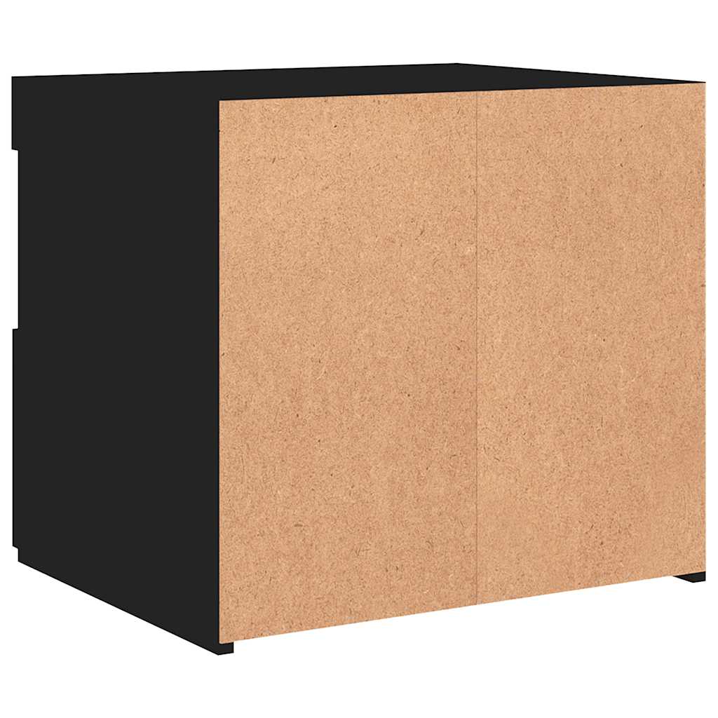 sengebord med LED-lys 50x40x45 cm sort