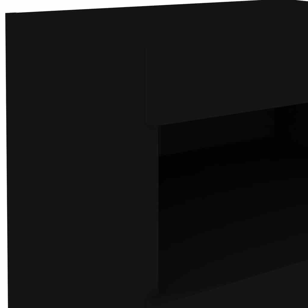 sengebord med LED-lys 50x40x45 cm sort