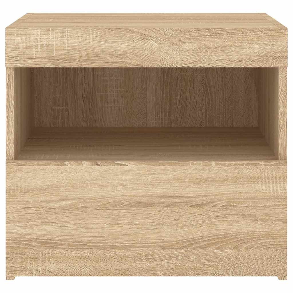 sengebord med LED-lys 50x40x45 cm sonoma-eg