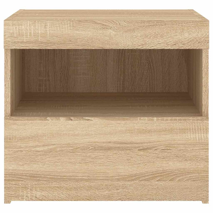 sengebord med LED-lys 50x40x45 cm sonoma-eg