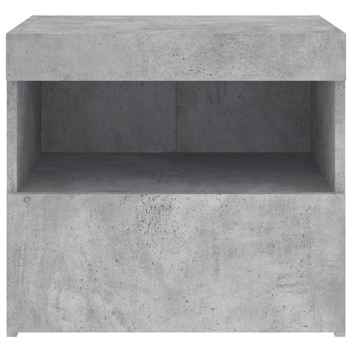 sengebord med LED-lys 50x40x45 cm betongrå