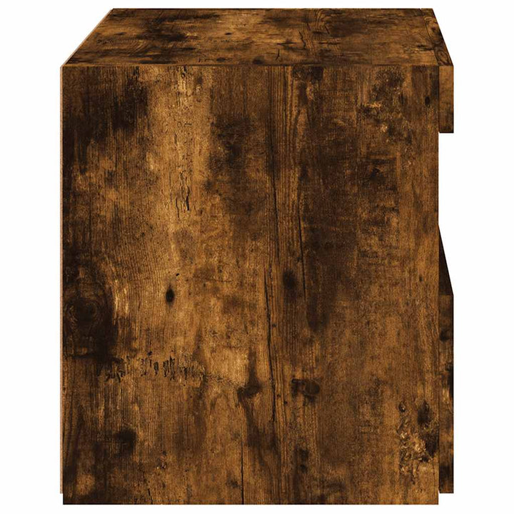 sengebord med LED-lys 50x40x45 cm røget egetræsfarve