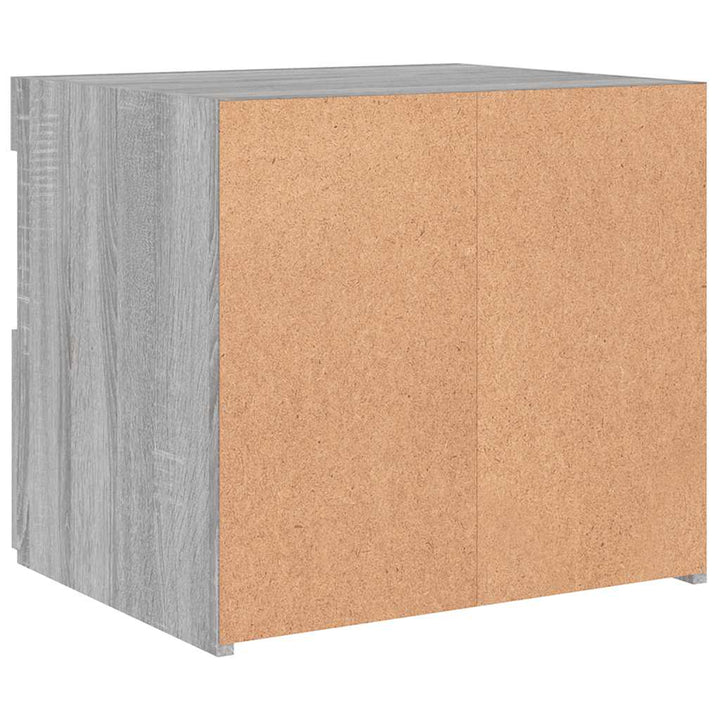 sengebord med LED-lys 50x40x45 cm grå sonoma-eg