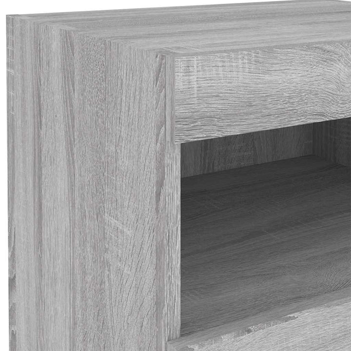 sengeborde 2 stk. med LED-lys 50x40x45 cm grå sonoma-eg