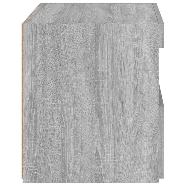 sengeborde 2 stk. med LED-lys 50x40x45 cm grå sonoma-eg