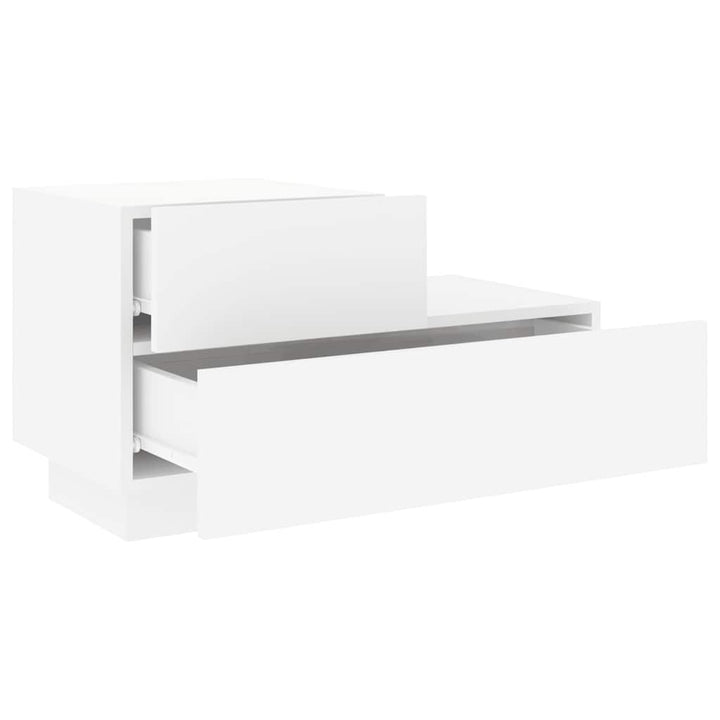 sengebord med LED-lys 70x36x40,5 cm hvid