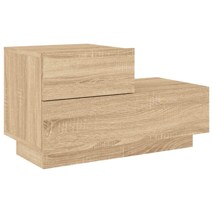 sengebord med LED-lys 70x36x40,5 cm sonoma-eg