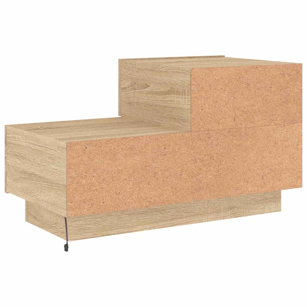 sengebord med LED-lys 70x36x40,5 cm sonoma-eg