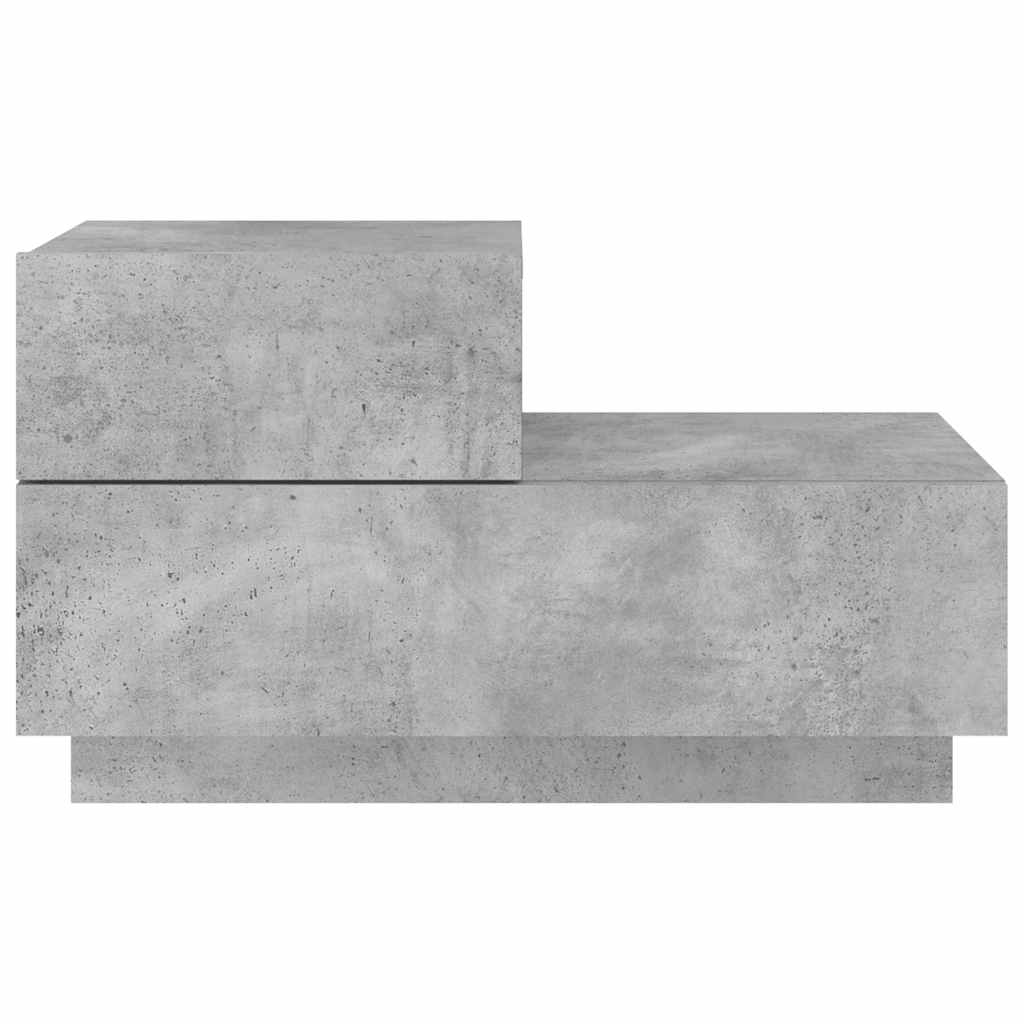 sengebord med LED-lys 70x36x40,5 cm betongrå