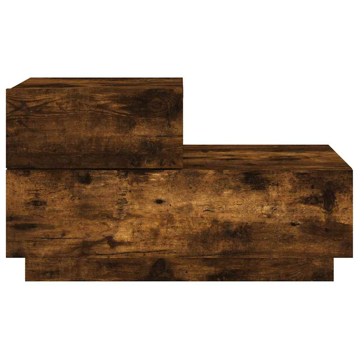 sengebord med LED-lys 70x36x40,5 cm røget egetræsfarve