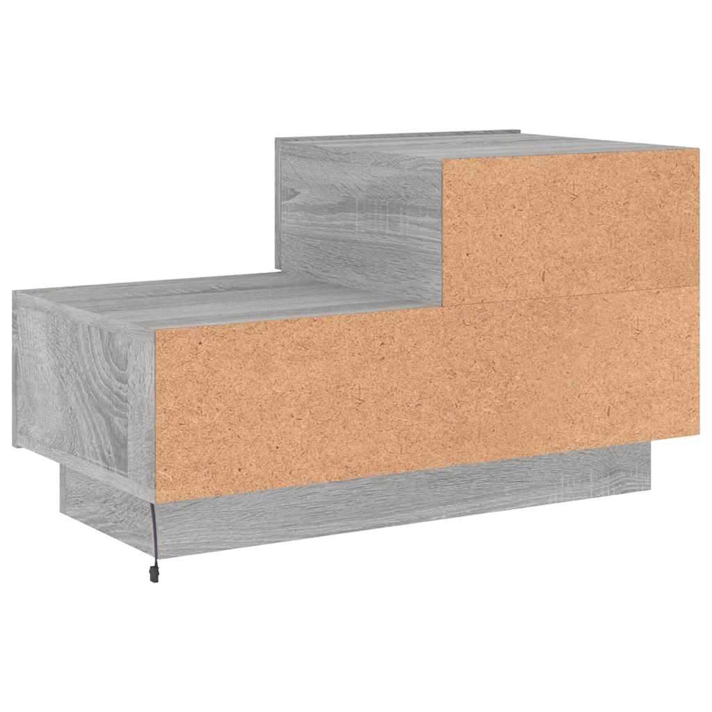 sengebord med LED-lys 70x36x40,5 cm grå sonoma-eg