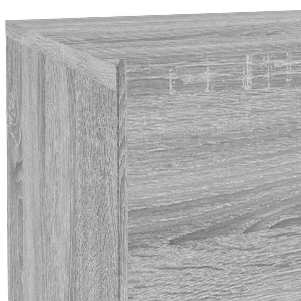 sengebord med LED-lys 70x36x40,5 cm grå sonoma-eg