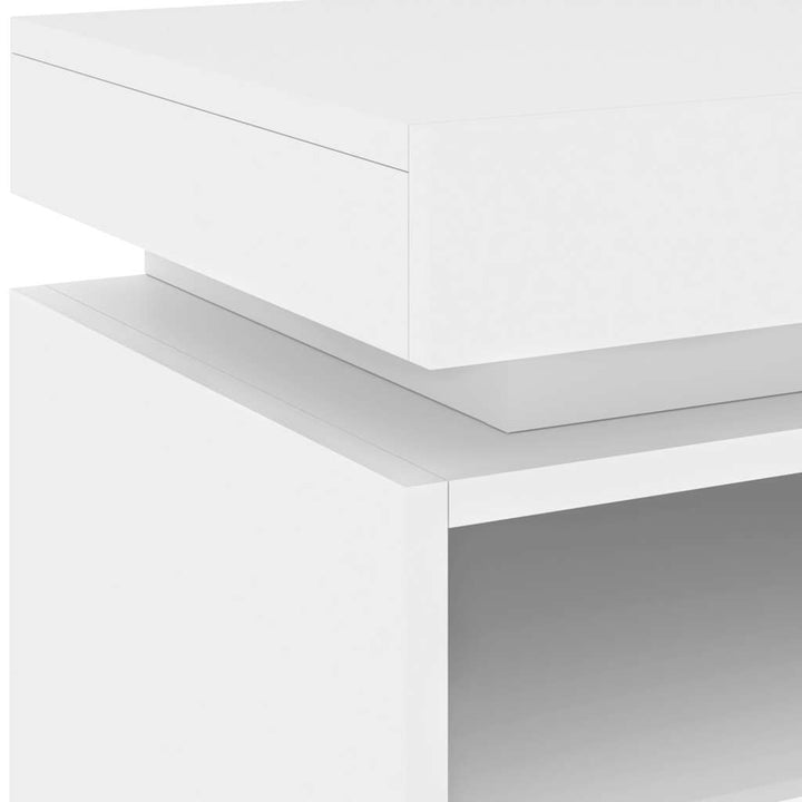 sengebord med LED-lys 40x39x48,5 cm hvid