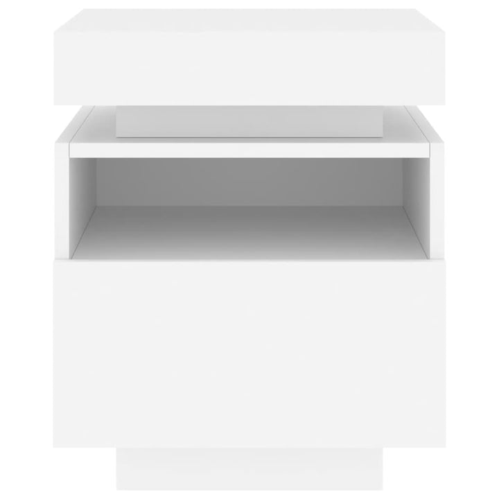 sengeborde 2 stk. med LED-lys 40x39x48,5 cm hvid