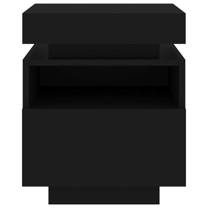 sengeborde 2 stk. med LED-lys 40x39x48,5 cm sort