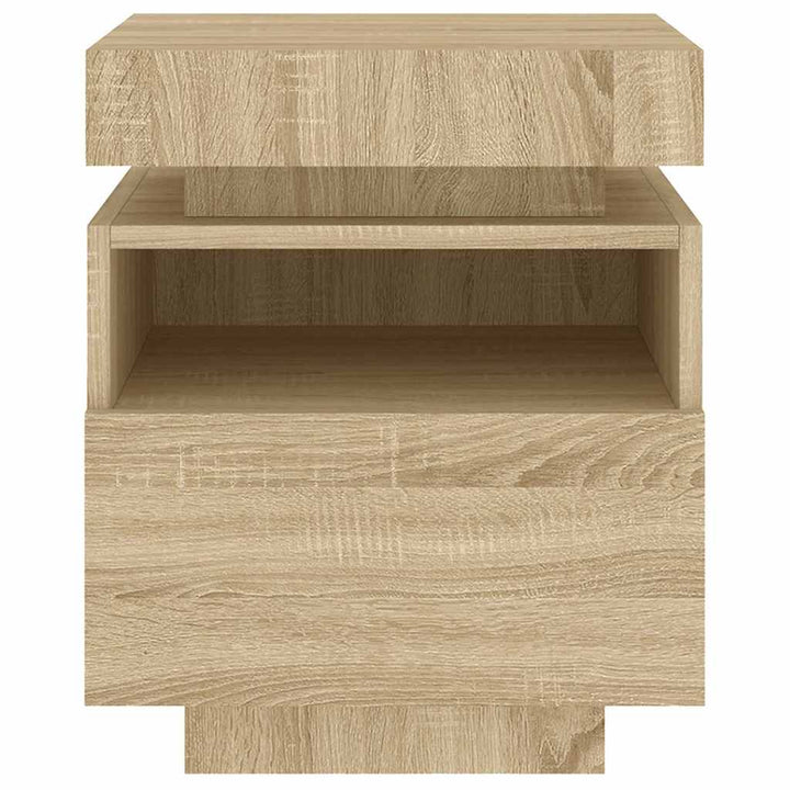 sengebord med LED-lys 40x39x48,5 cm sonoma-eg