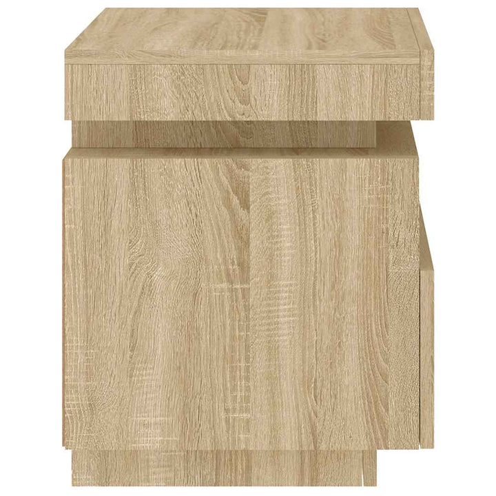 sengebord med LED-lys 40x39x48,5 cm sonoma-eg