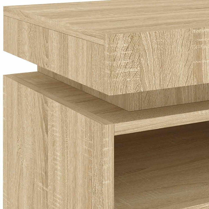 sengebord med LED-lys 40x39x48,5 cm sonoma-eg