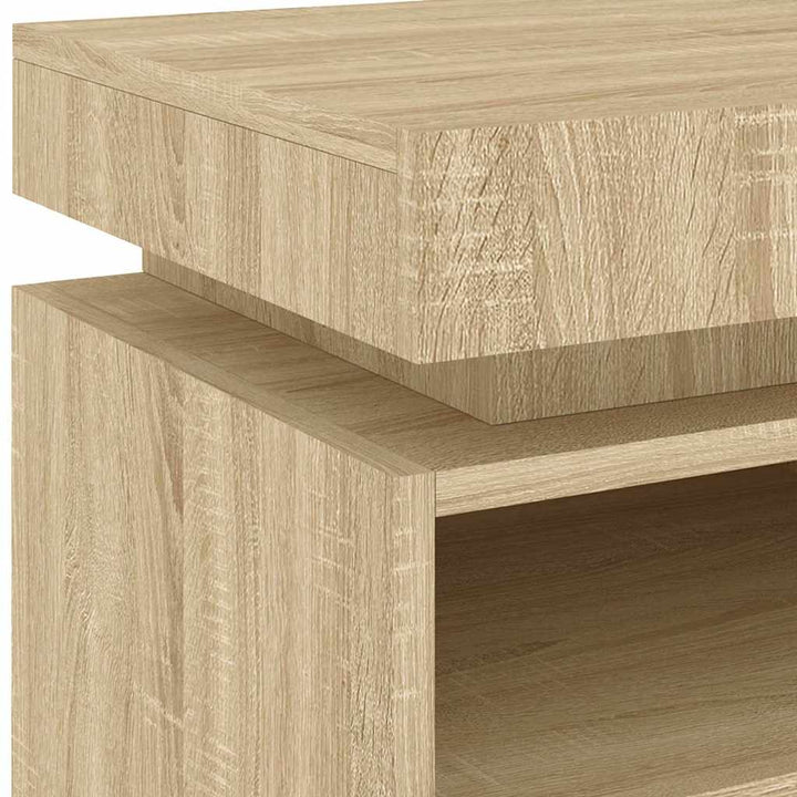 sengeborde 2 stk. med LED-lys 40x39x48,5 cm sonoma-eg