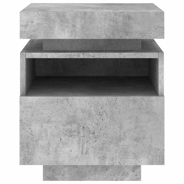 sengebord med LED-lys 40x39x48,5 cm betongrå