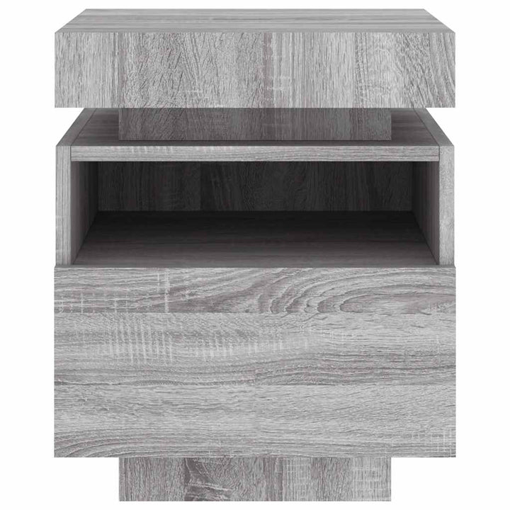 sengebord med LED-lys 40x39x48,5 cm grå sonoma-eg