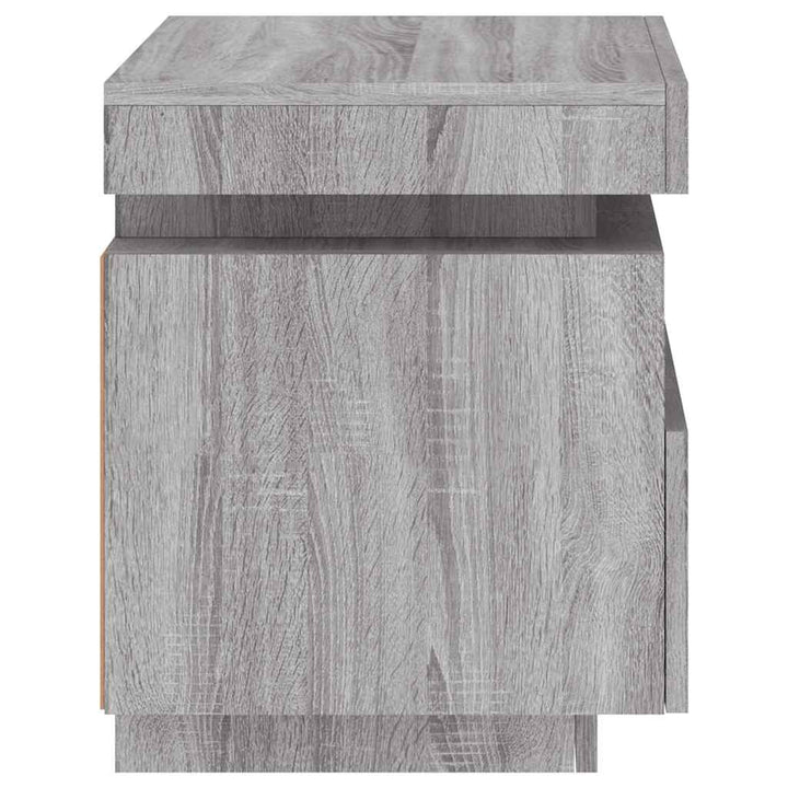 sengebord med LED-lys 40x39x48,5 cm grå sonoma-eg