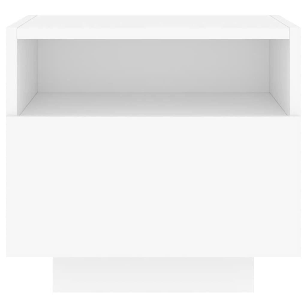 sengebord med LED-lys 40x39x37 cm hvid