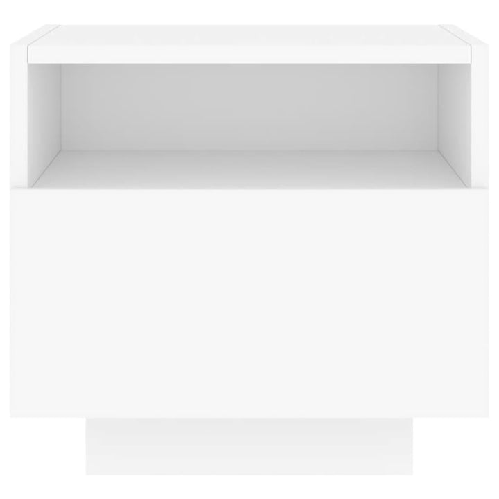 sengebord med LED-lys 40x39x37 cm hvid