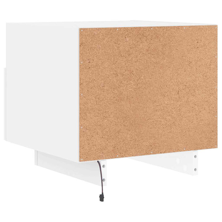 sengebord med LED-lys 40x39x37 cm hvid
