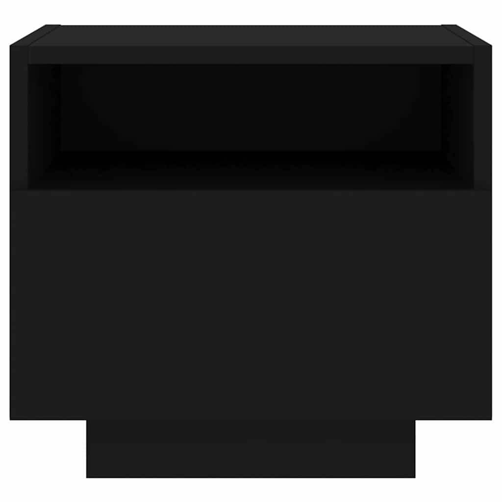 sengebord med LED-lys 40x39x37 cm sort