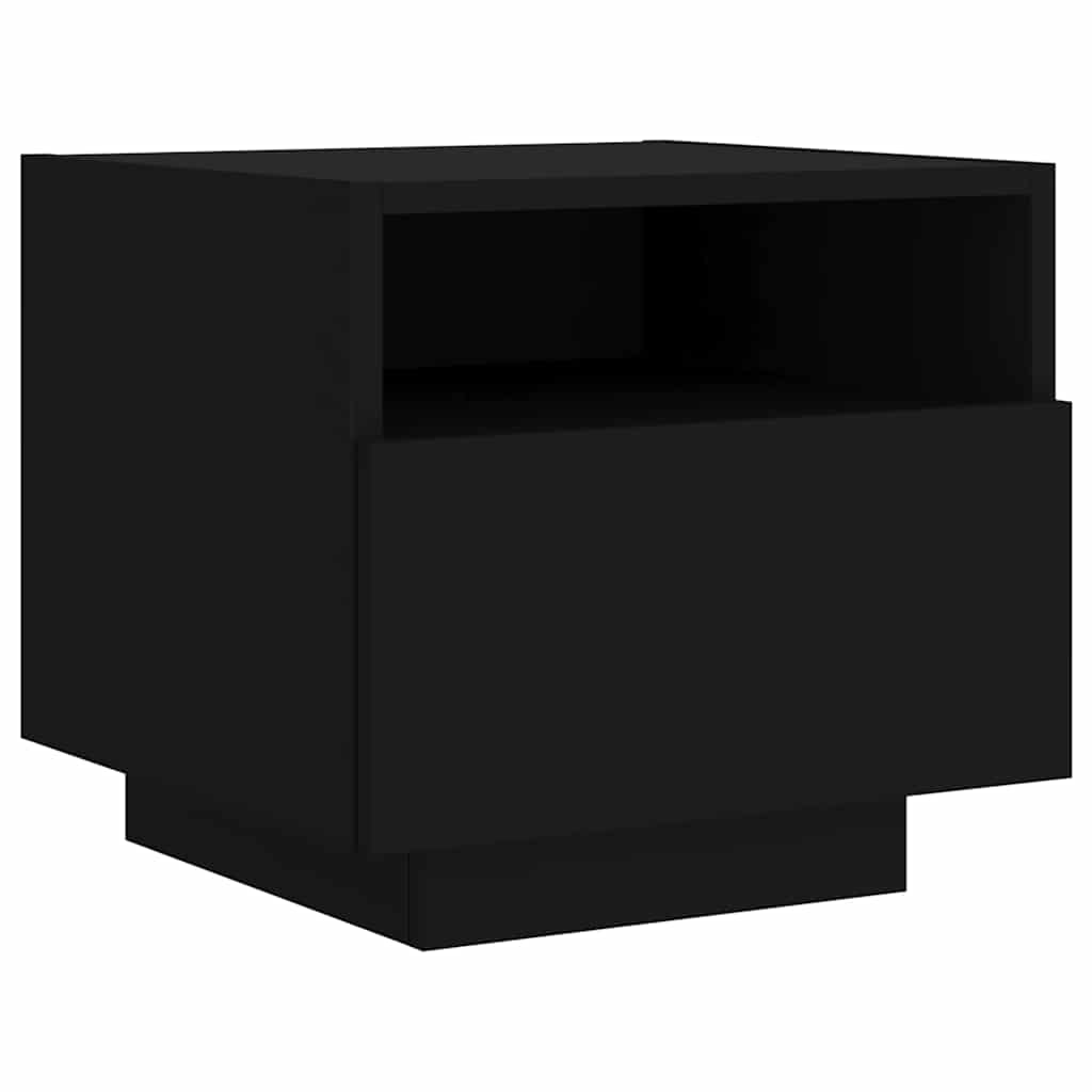 sengeborde 2 stk. med LED-lys 40x39x37 cm sort
