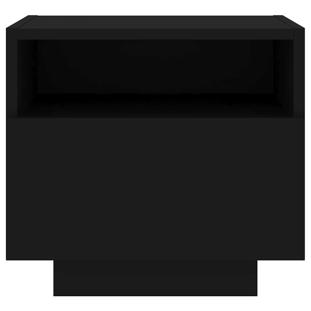 sengeborde 2 stk. med LED-lys 40x39x37 cm sort