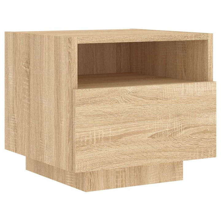 sengebord med LED-lys 40x39x37 cm sonoma-eg
