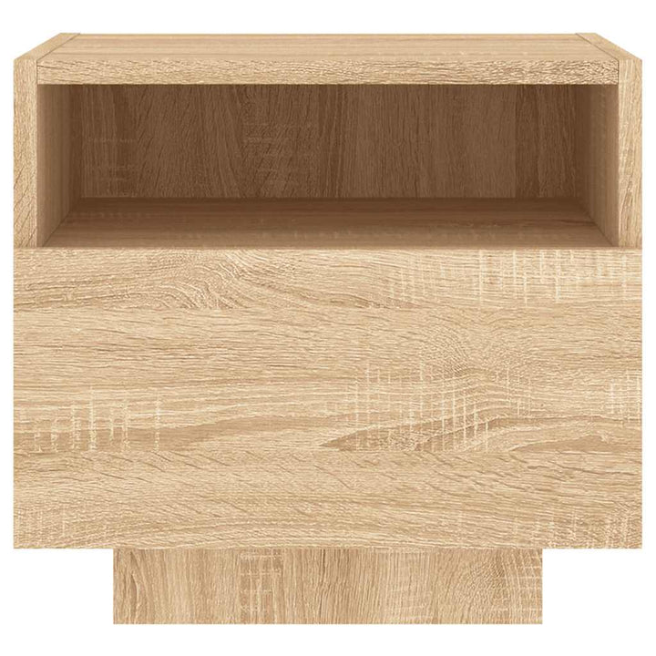 sengebord med LED-lys 40x39x37 cm sonoma-eg