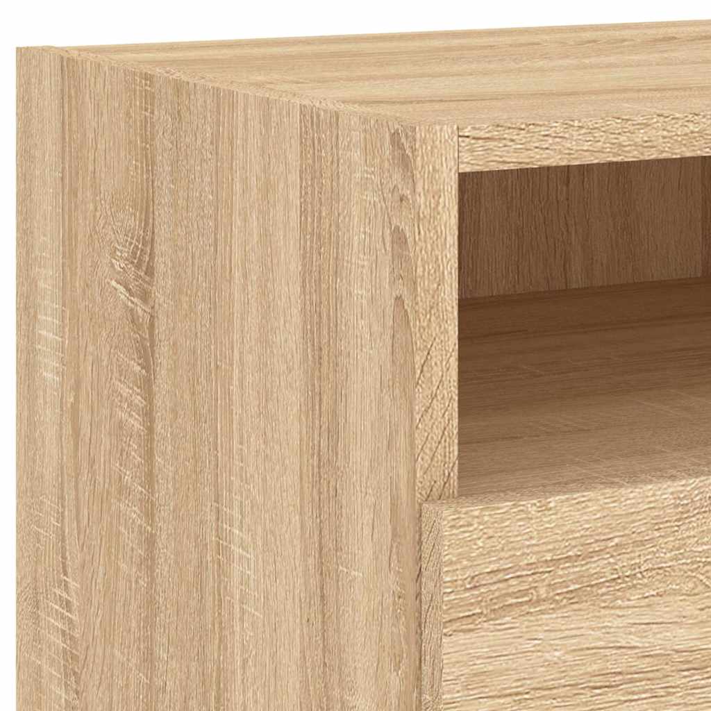 sengebord med LED-lys 40x39x37 cm sonoma-eg